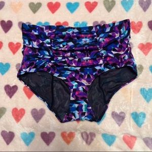 Torrid Plus Geometric High Waist Ruched Bikini Swim Bottom